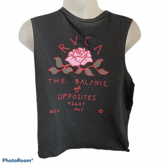 Women’s RVCA sleeveless Everose  Black Tank Top with tie front size small NWOT - Picture 5 of 6